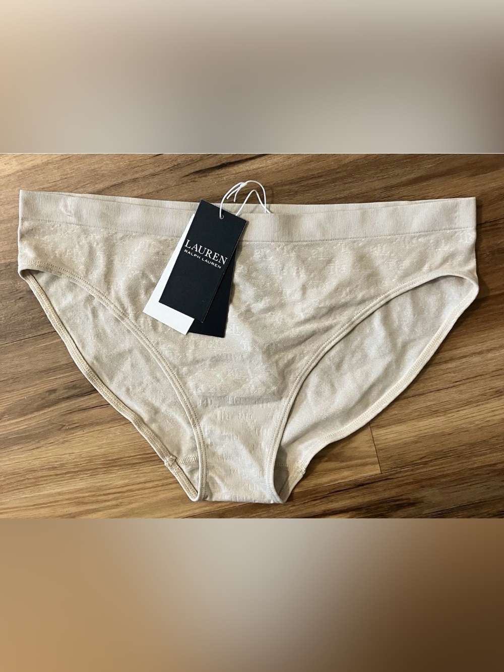 Lauren Ralph Lauren Women's Monogram Mesh Bikini Underwear, Light Truffle, XS